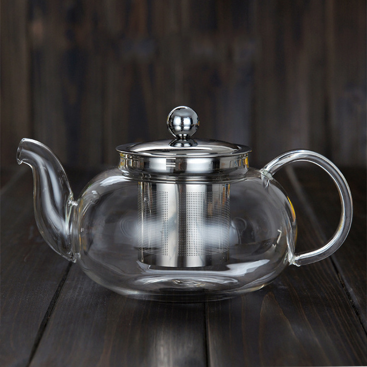 Heat Resistant Borosilicate Glass Teapot With Stainless Steel Infuser