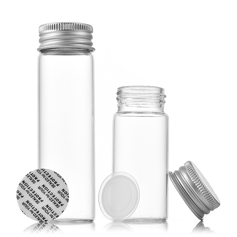 Free Sample Bottle Flat Bottom Borosilicate Glass Test Tube With Aluminum Screw Cap