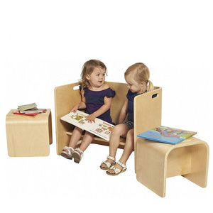 MultiFunctional children reading school  tables and chairs wooden furniture set study kids table and chairs