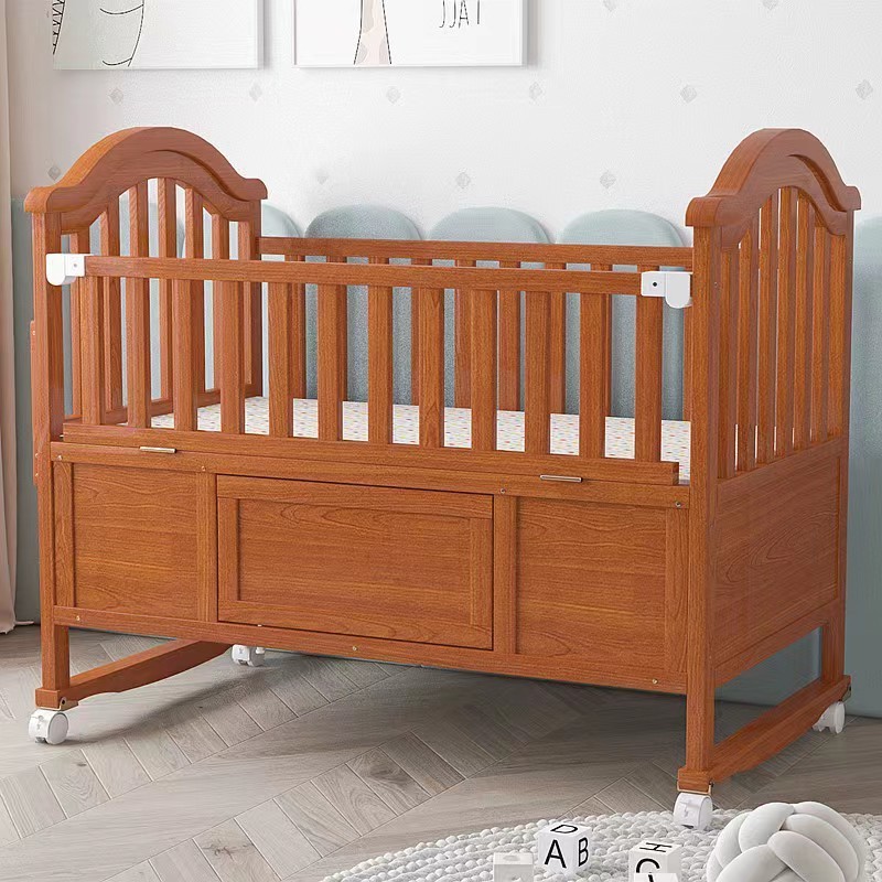 Cheap price mdf assemble cradle safety multi function sleeping cot cribs baby bed with drawers wheels