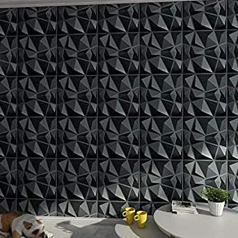 Wholesale interior design embossed wallpapers glossy black pvc 3d wall panels/board