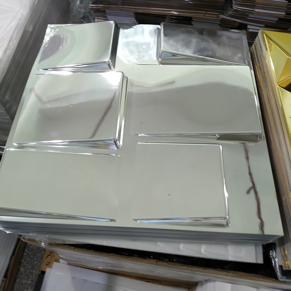 Diamond Metallic Silver Gold PVC 3D Wall Panel for project decoration ...