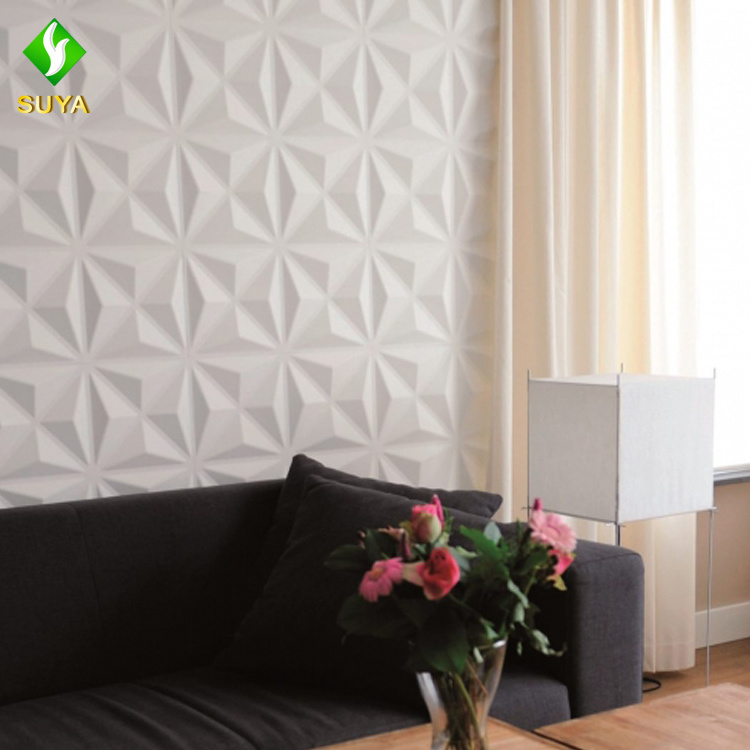 China supplier wall panel wall art decoration pvc wallpaper material white design 3d decorative wall panel