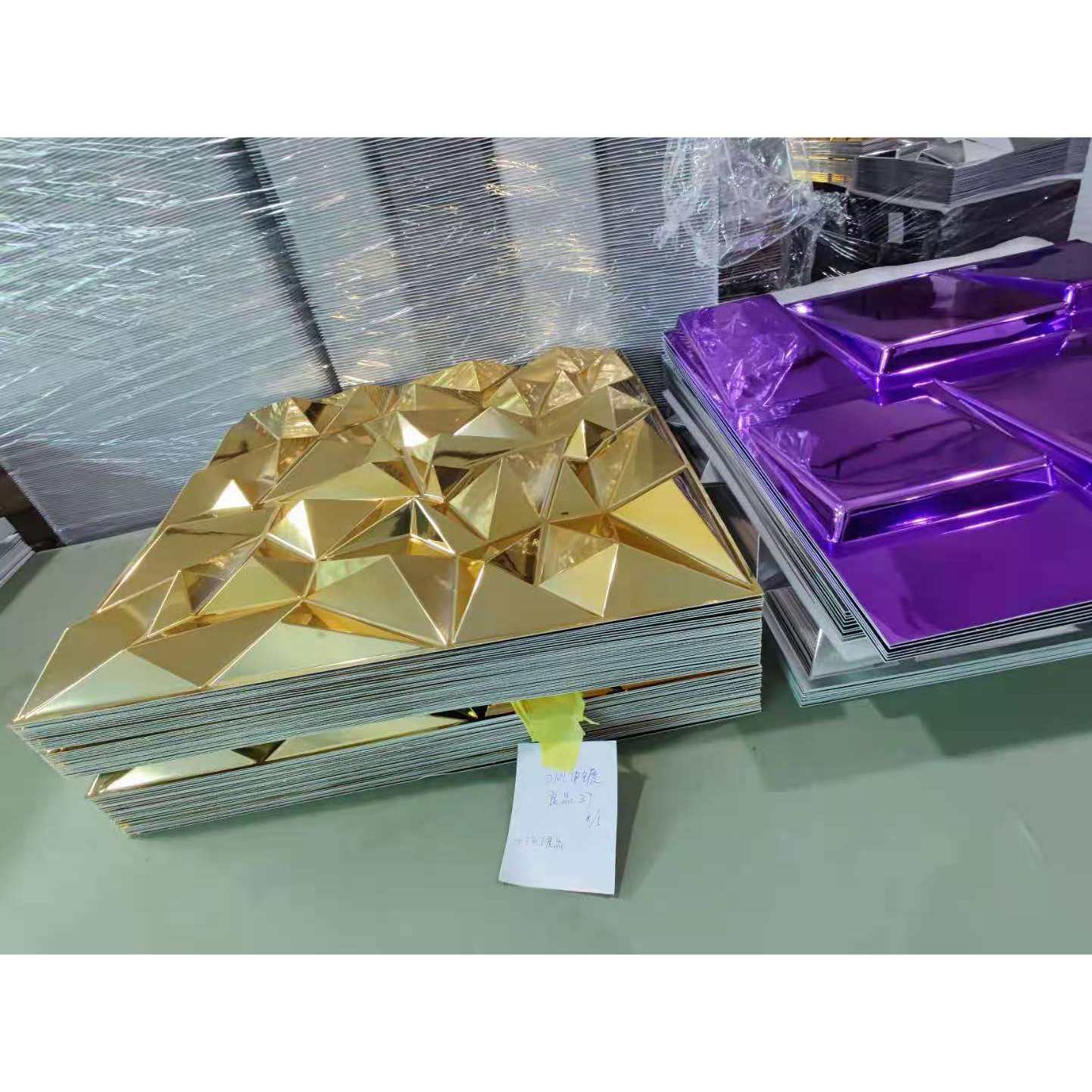 Diamond Metallic Silver Gold PVC 3D Wall Panel for project decoration ...