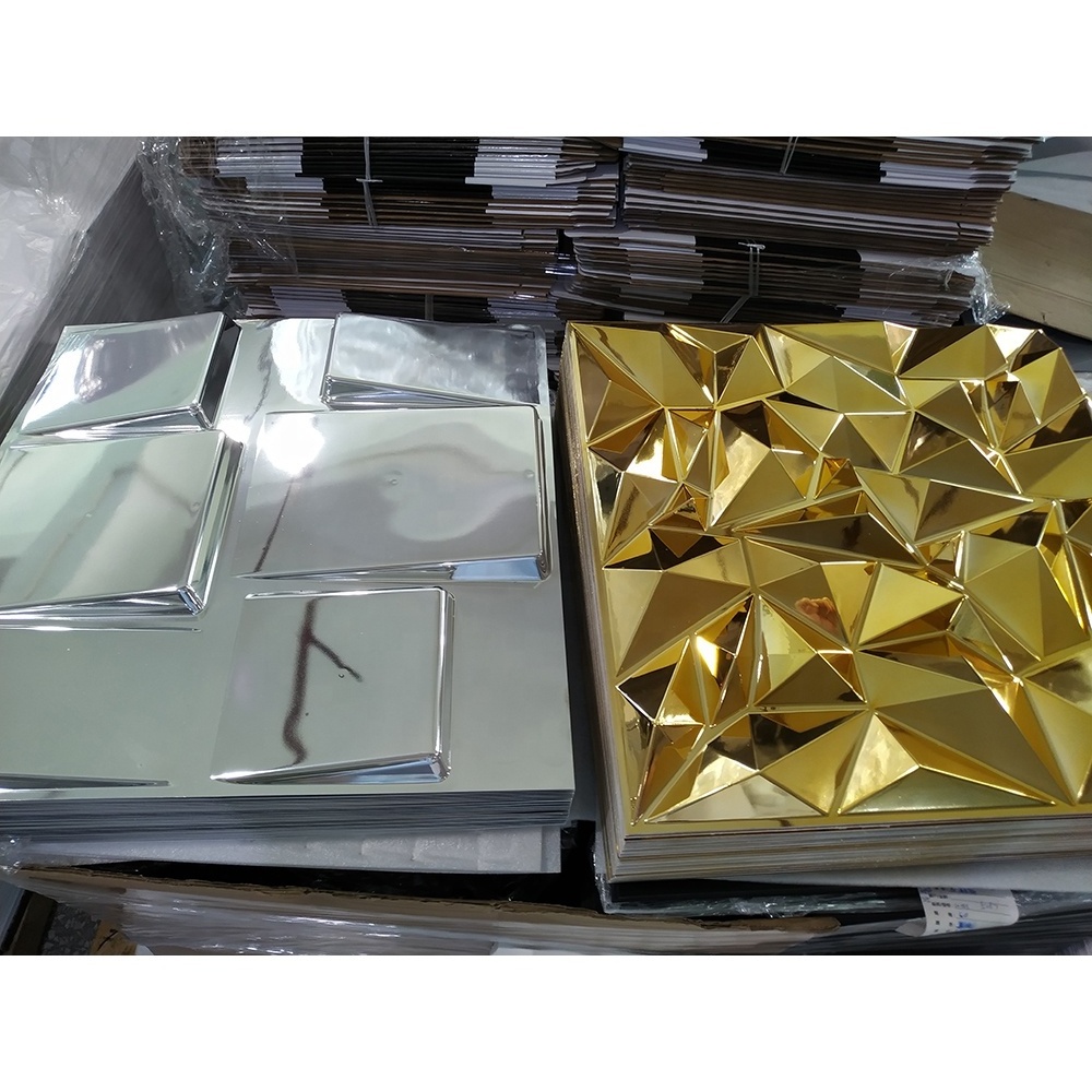 Diamond Metallic Silver Gold PVC 3D Wall Panel for project decoration