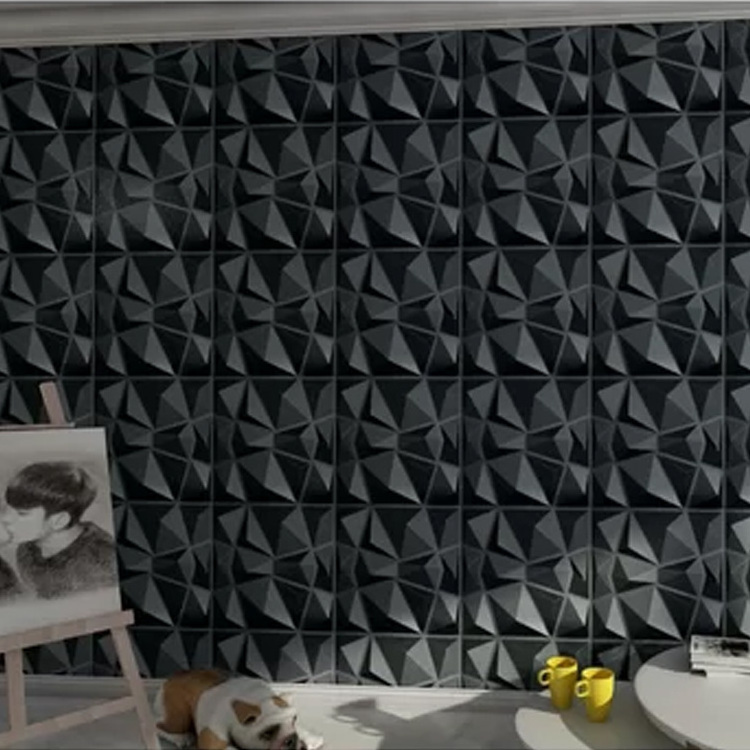 Design brick effect tiles embossed background 3d wall panel decorative hot selling mexico panele de pared Matte Black Modern