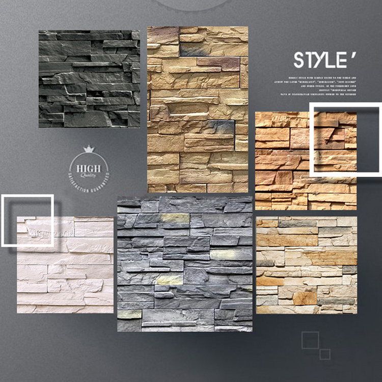 Slate Stone Outside Inside Wall Cladding Veneer Landscape Decorative Easy Installation Wall Panel PU faux Mushroom stone