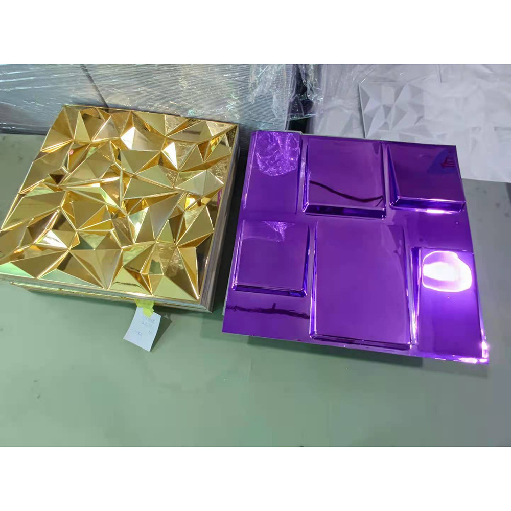 Diamond Metallic Silver Gold PVC 3D Wall Panel for project decoration ...
