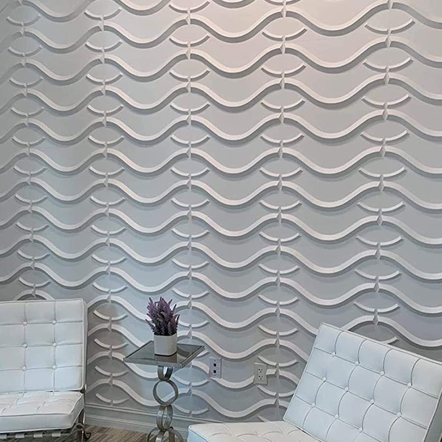 House decorative siding interior panel decor wallpaper 3d white wavy textured 3d wall panel pvc