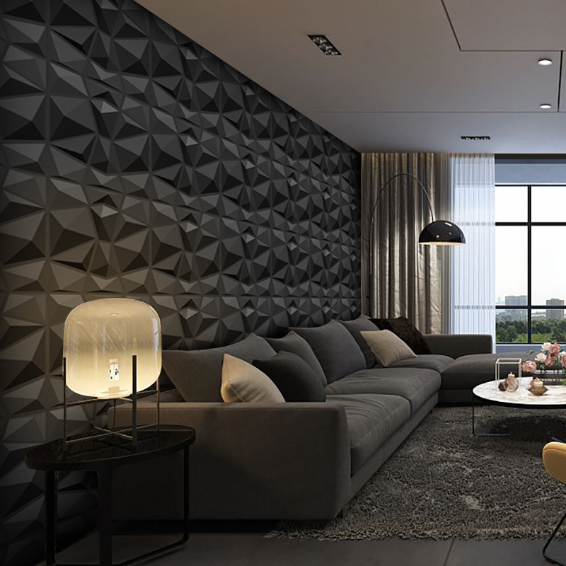 Design brick effect tiles embossed background 3d wall panel decorative hot selling mexico panele de pared Matte Black Modern