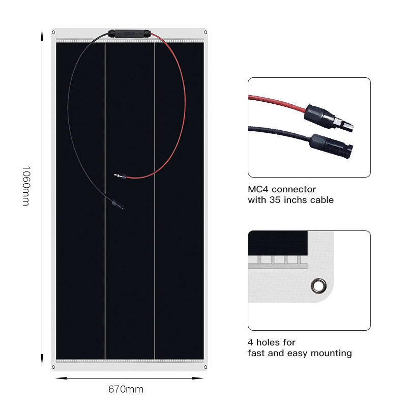 SUYEEGO High Efficiency Customized Size ETFE Sunpower Flexible Solar Panel 50W 75W 100w 120W 150W Flexible Solar Module