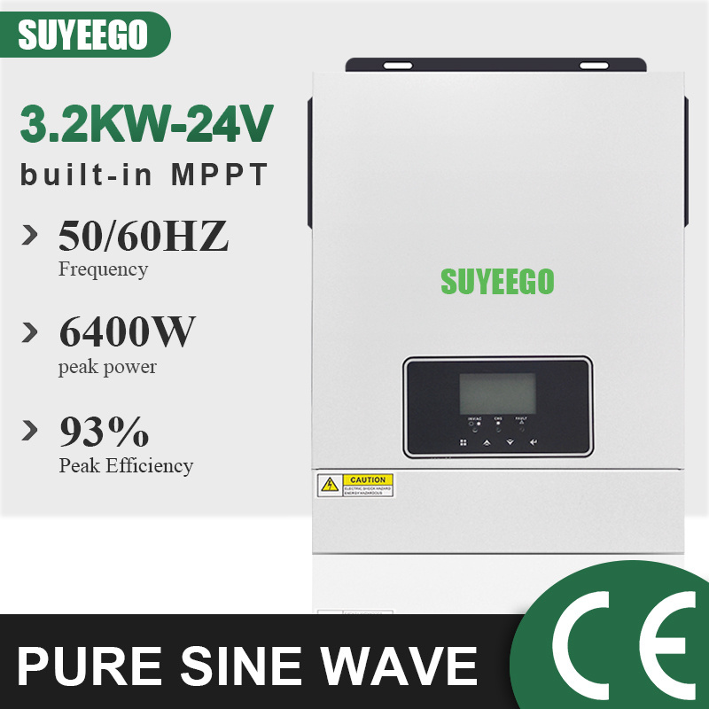 SUYEEGO 3.2Kva 3Kw Off Grid Power System Pure Sine Wave With  Mppt Charger Max Pv Input 24V Dc To Ac 230V Hybrid Solar Inverter