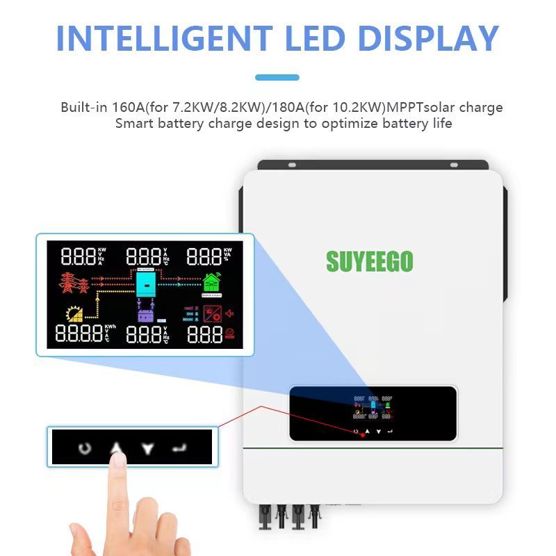 SUYEEGO Off-Grid 7KW 8KW 10KW hybrid Solar Inverter With Pure Sine Wave Inverter MPPT Solar Controllers Battery Charger