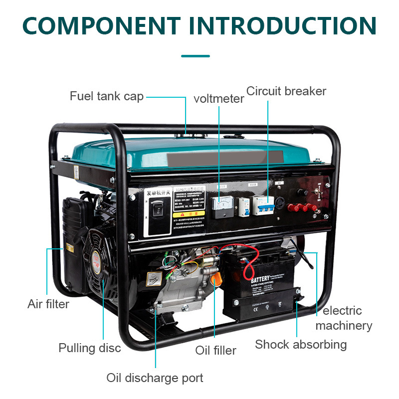 SUYEEGO Silent 3kw 5kw 110V 220V Gasoline Generator With Handle And Wheel 3000w 50Hz Portable Electric Generator For Home