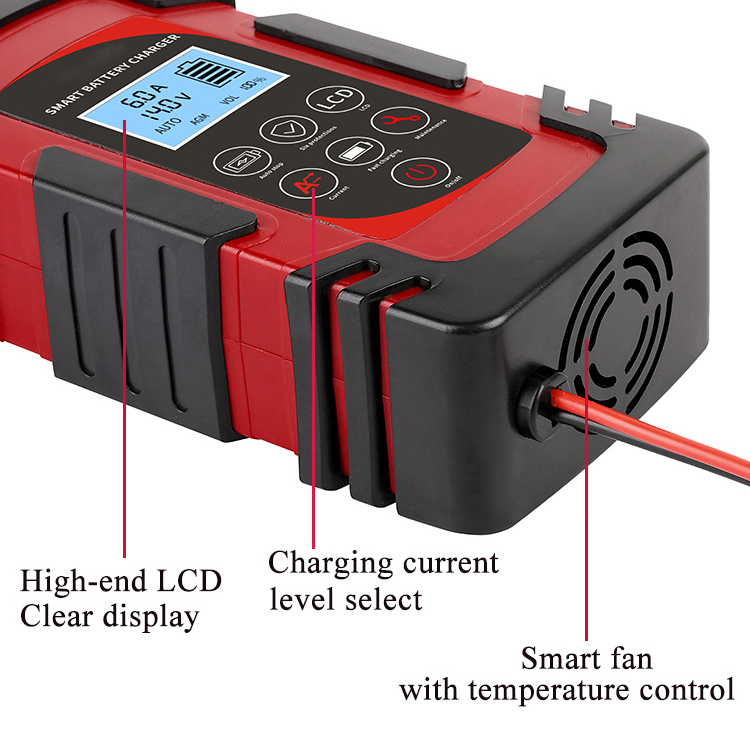 Suyeego 12v 24v Automatic Portable Car Battery Charger Motorcycle pulse Repair Trickle Charger for GEL AGM Lead Acid Battery