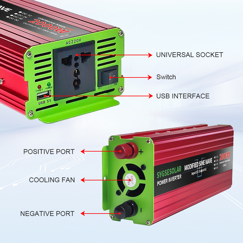 SUYEEGO DC 12V/24V/48V to AC 110V/220V/230V 300W 500W 1000W 1500W 2000W 3000W modified sine wave inverter VFD Function