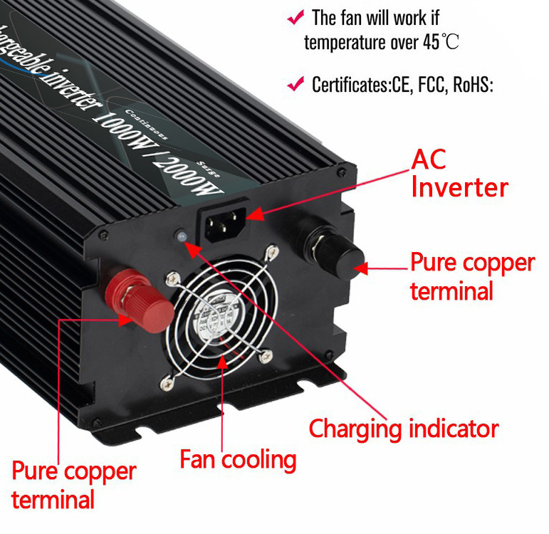 SUYEEGO 12/24/48v inverters&converters 500w 1kw switch power supplies 1500w 2kw 3kw pure sine wave inverter with battery charger