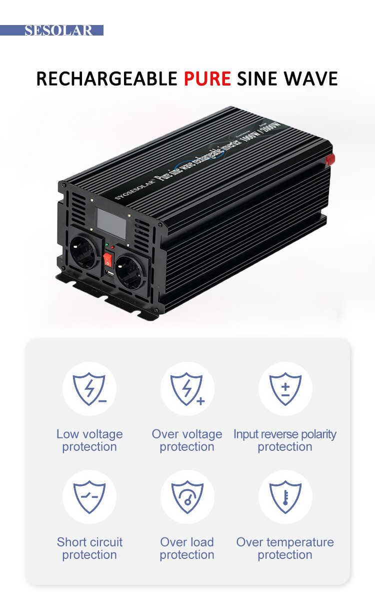 SUYEEGO 12/24/48v inverters&converters 500w 1kw switch power supplies 1500w 2kw 3kw pure sine wave inverter with battery charger