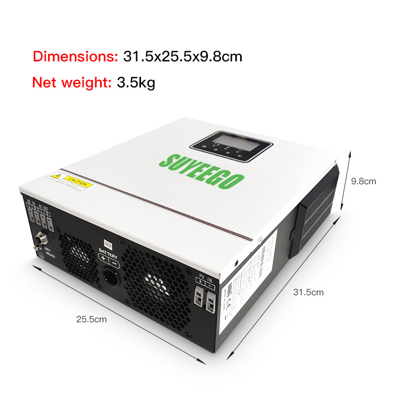 SUYEEGO solar hybrid inverter SYGMAX  2kw 3kw 5kw 6kw power inverter without rechargeable dc 12v 24v to ac 220v for gel battery