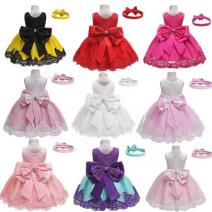 Girls Christmas Flower Lace Embroidery Dress Kids Dress Girls Princess Party Wholesale Children's Clothing