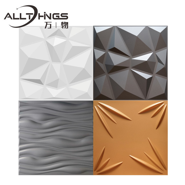 Durable and easy to install Black Diamend Shape 3D PVC Wall Panel /Sticker For Wall Decoration