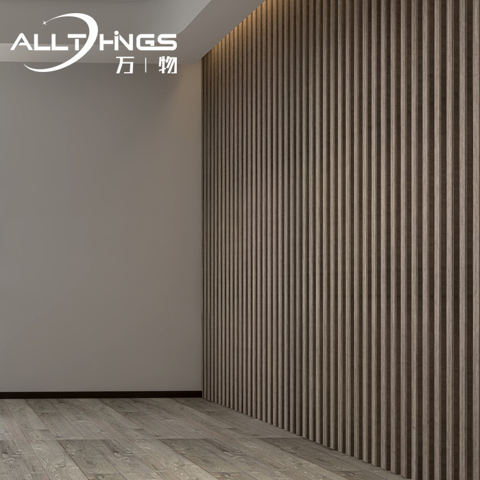 Luxury villa hotel lobby Grille fluted wainscoting cladding faux revestimiento pared wpc flat interior wood slat Wall panels