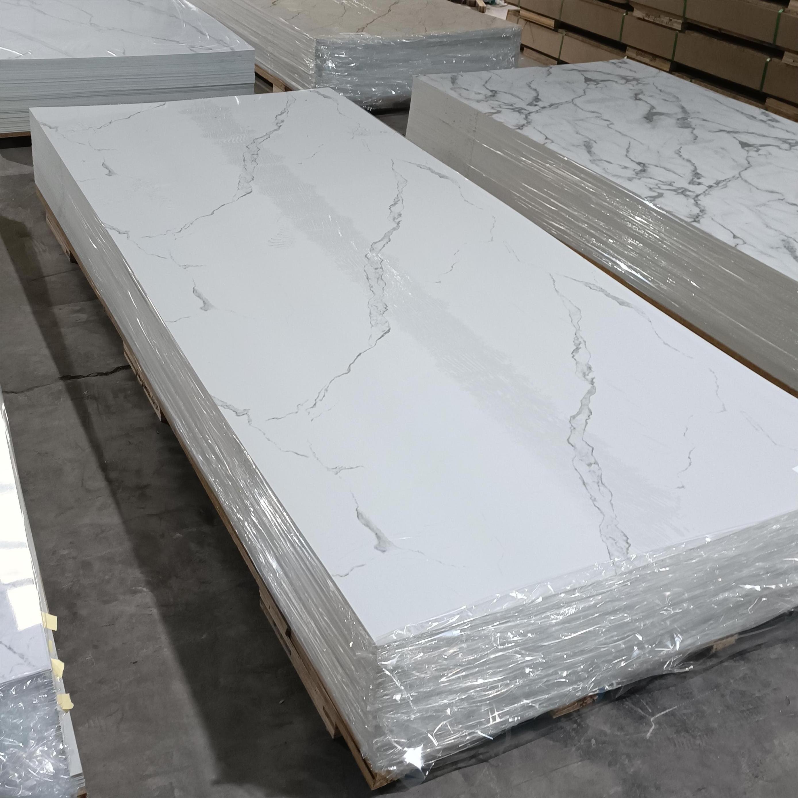 High quality coating kitchen cabinets high gloss uv marble sheet PVC wall panel decorative