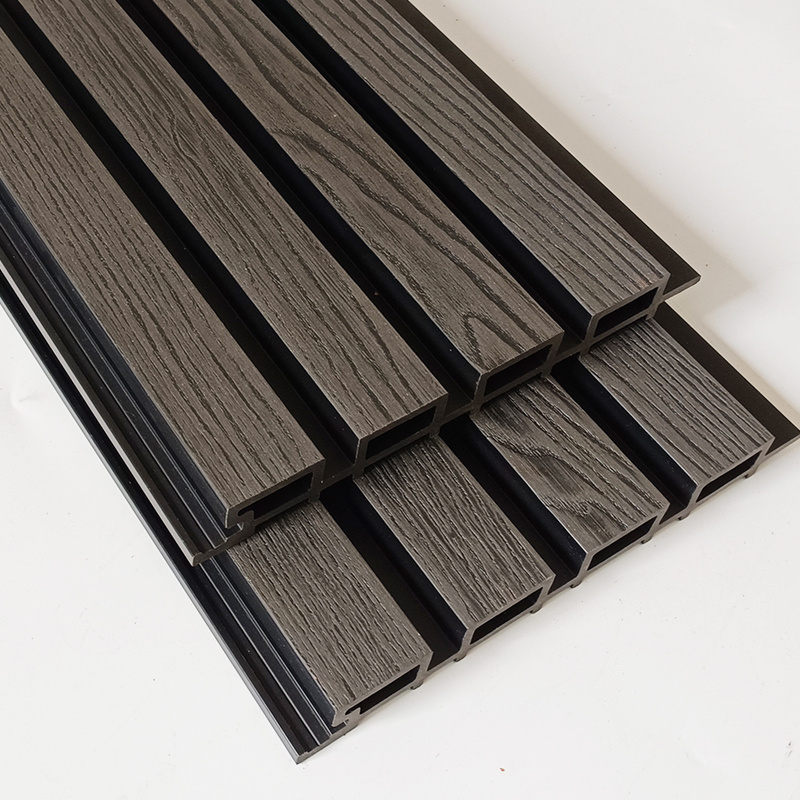 Grille decoration exterior vinyl siding for outside 3D embossing composite material grey wpc wall wood panel outdoor