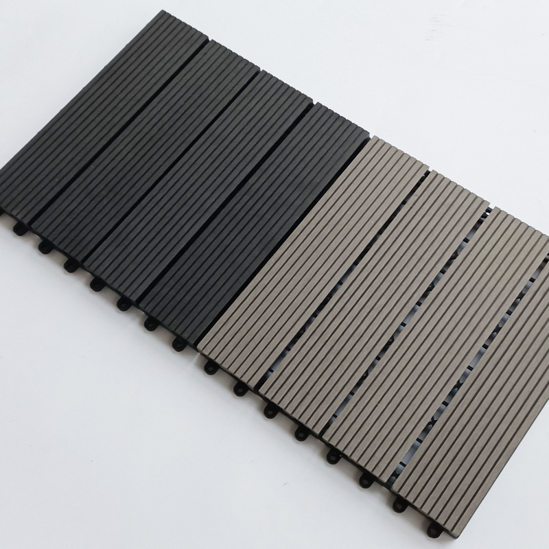 Buckle splicing plastic Wood interlock floor black wpc 30*30cm composite tiles decking outdoor balcony