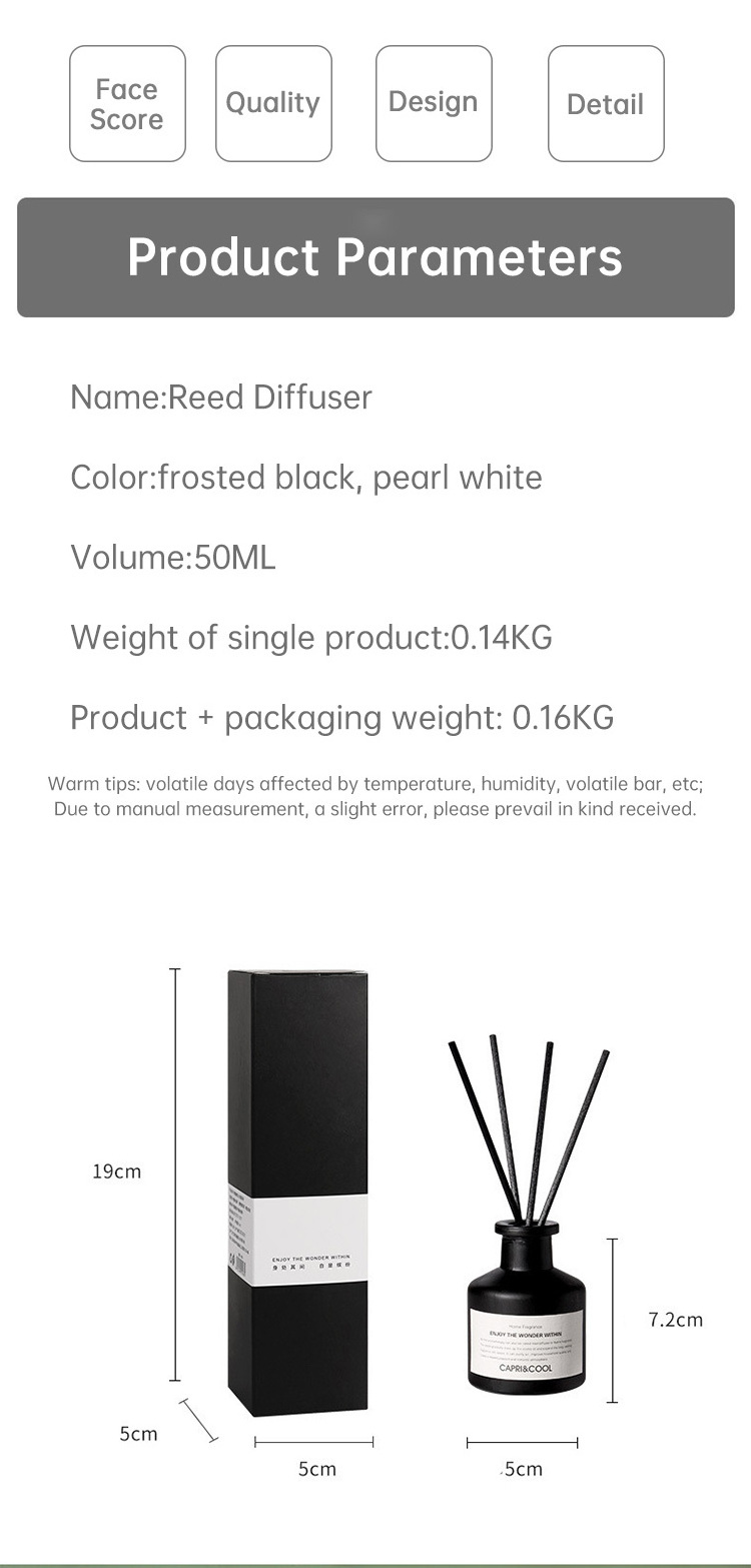 Premium Quality Customized Luxury Fireless 50ML Air Freshener Set With Packaging Boxes Reed Diffuser