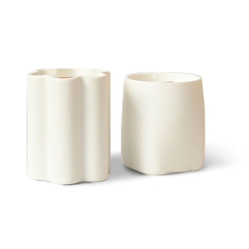 Wholesale Matte White Wedding Home Decor Candle Cup Container Ceramic Empty Candle Jars Without Lid