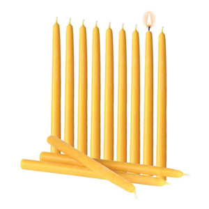 High Quality Wholesale Decorative Tall Thin Pure Beeswax Candles for Church Prayer Smokeless No Drip Honey Scented Taper Candles