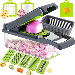 Food Grade 12 in One Plastic Vegetable Slicer  Fruit Vegetable Cutter Onien Chopper Basket Wash Vegetable