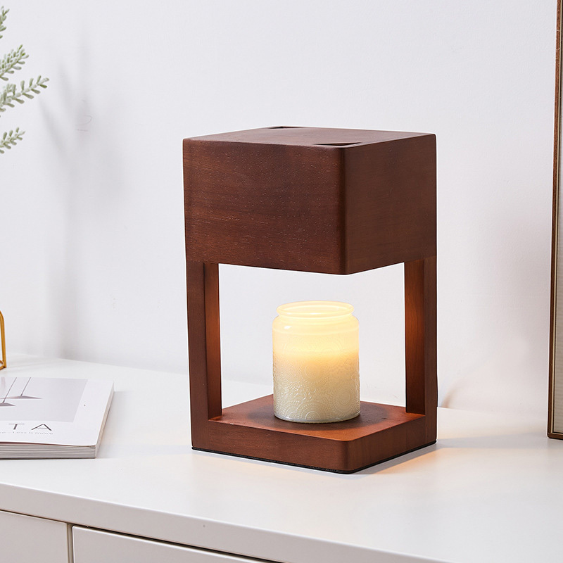 Factory Flameless Aromatherapy Scented Wax Home Gifts Candle Warmer Lamp With Natural Wood Hot Selling Timer