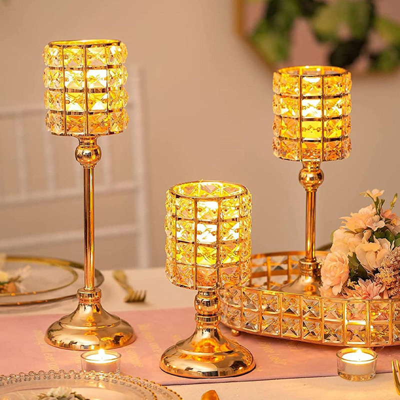 Hot Sale Vintage Candle Stands Lanterns Candle Jars Beautiful Romantic Wedding Centerpieces Crystal Candlestick