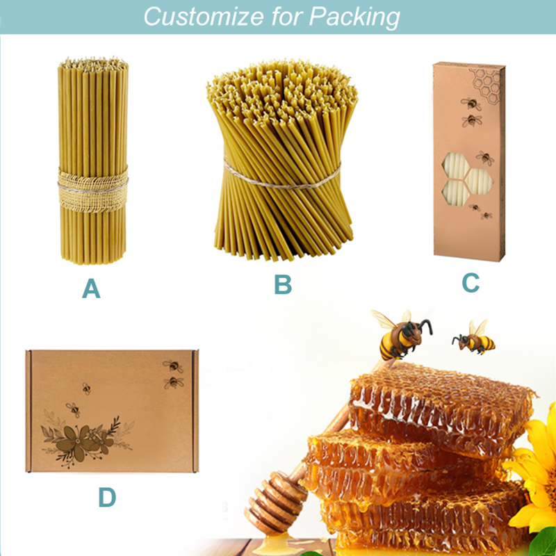 Wholesale Religious Smokeless Pure Beeswax Candles Colorful Birthday Candle Home Beeswax Candle