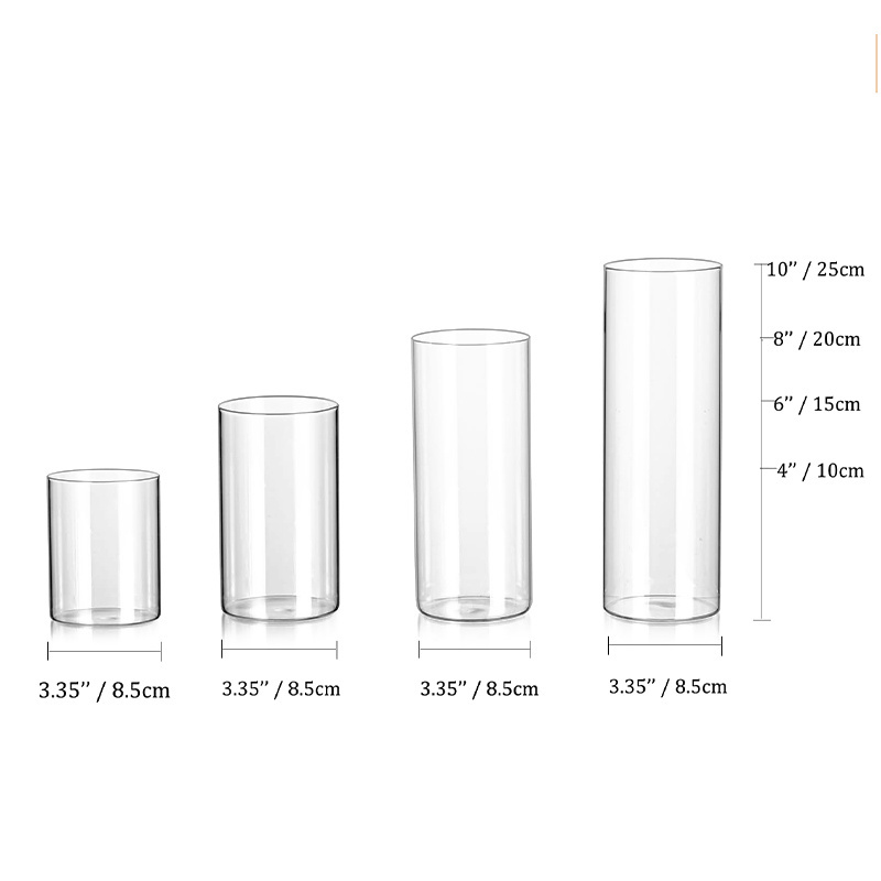 Wholesale  Wedding Custom Size Clear Glass Hurricanes Cylinder For Sand Wax Candle