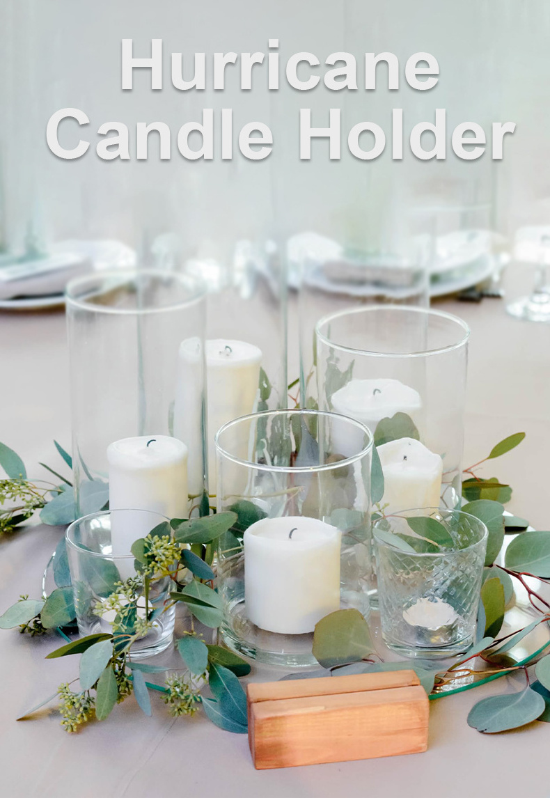 Hot Selling Cylinder Glass Candle Holder lanterns candle jars Vases For Centerpieces Floating Hurricane Candle Holder