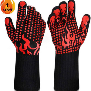 Extreme Heat Resistant Aramid Barbecue Cotton Silicone Oven Mitts Gloves Grill BBQ Glove for Cooking Baking