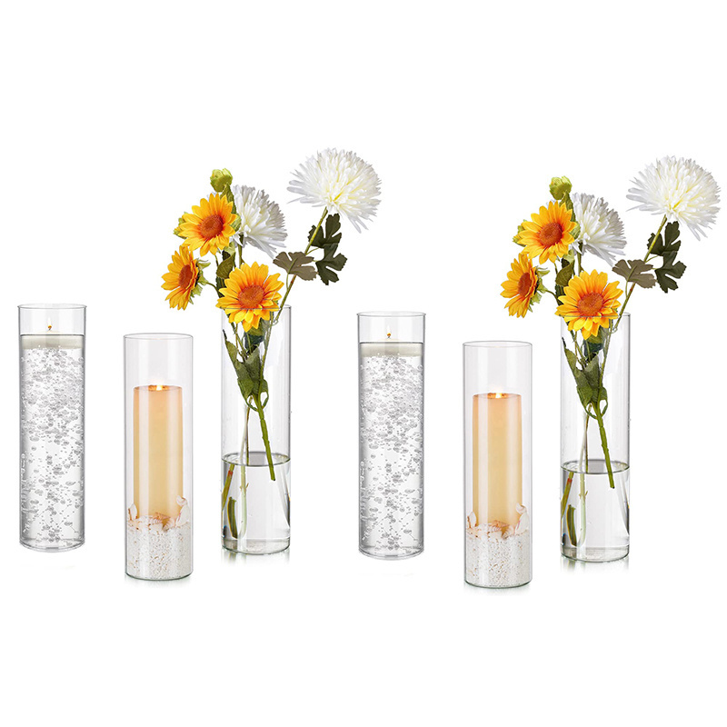 Wholesale  Wedding Custom Size Clear Glass Hurricanes Cylinder For Sand Wax Candle