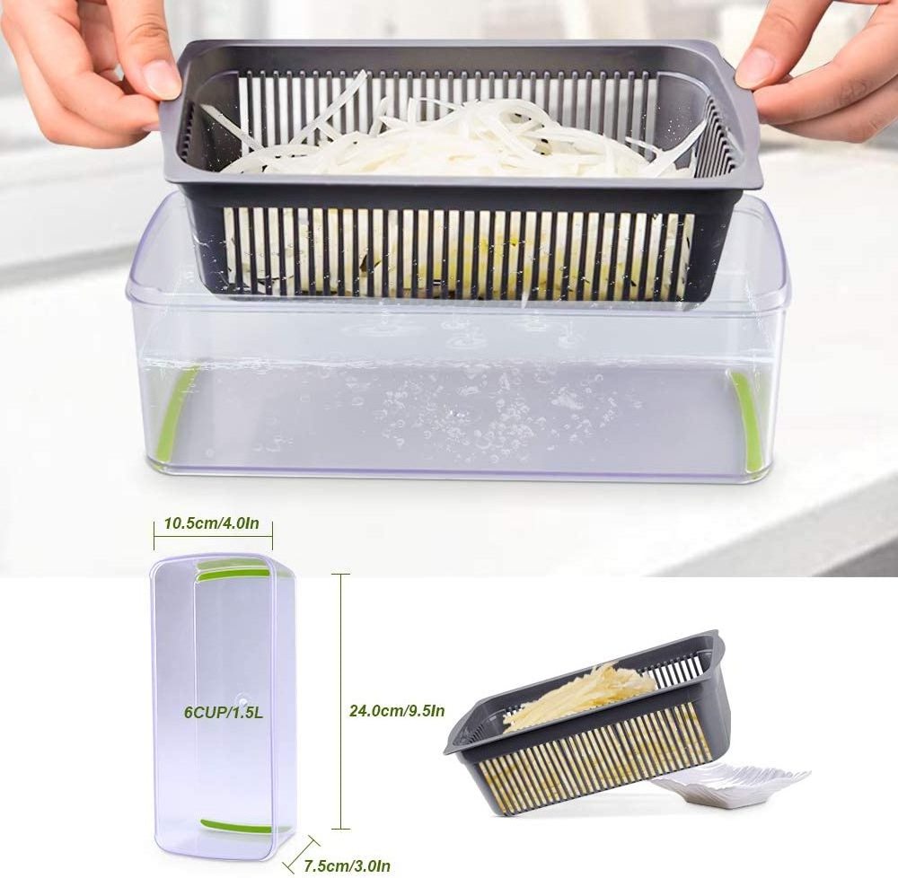 Food Grade 12 in One Plastic Vegetable Slicer  Fruit Vegetable Cutter Onien Chopper Basket Wash Vegetable