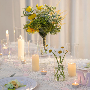 Custom Clear Cylinder Glass Candle Holder With Different Sizes Hurricane Glass Jar