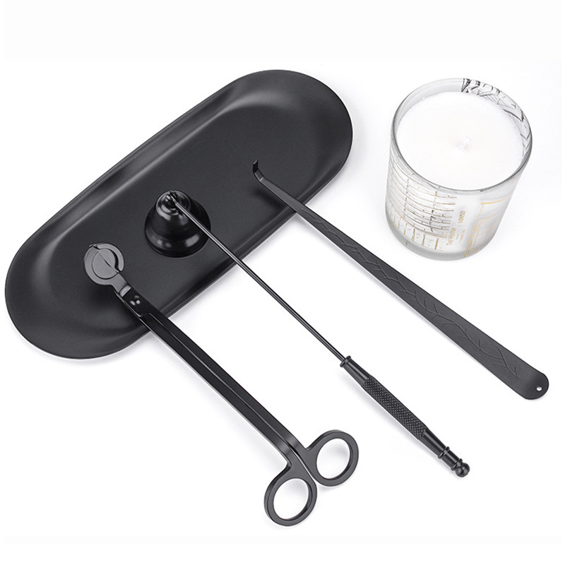 Hot Selling Household Stainless Steel Black Candle Accessory Set 4 In 1 Candle Care Kit Candle Wick Snuffer Trimmer Set