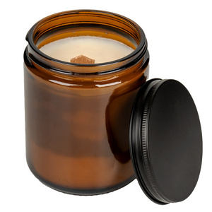 Low Price Pet Friendly Thick Bottom Amber Glass Scented Soy Candle Glass Jar Candle For Home