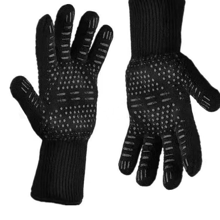 Extreme Heat Resistant Aramid Barbecue Cotton Silicone Oven Mitts Gloves Grill BBQ Glove for Cooking Baking