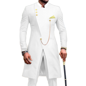 Bridalaffair Stylish African White Long costume hommes classic Tuxedos Groom suit for men 2 Piece Slim Fit  groom wear