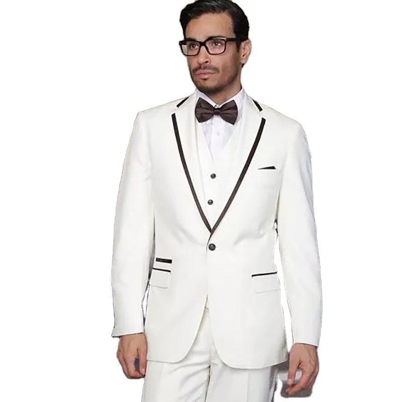 White Slim Groom Wedding Suits Groomsmen Tuxedo for Wedding Formal Blazer 3 Pieces Mens Suits Italian