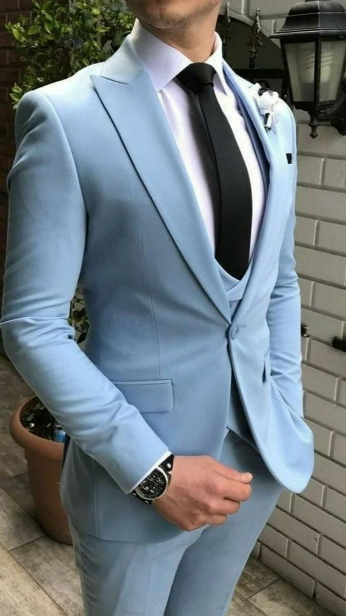 Mens Suits Italian Blue 3 Piece Slim Fit Formal Fashion Wedding Suit Party Wear Dinner Suit Bespoke For Men