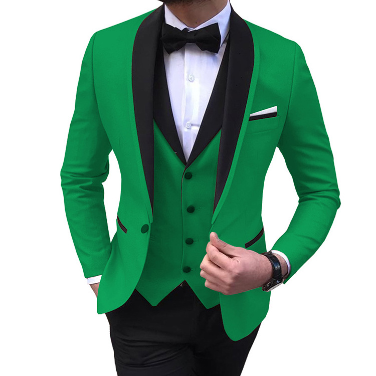 2024 Wholesale Classic Men Suits Slim Fit Groom Tuxudo Wedding Suit Best Man Formal 3 Pieces Set ( Blazer+Vest+Pants+Bow Tie )