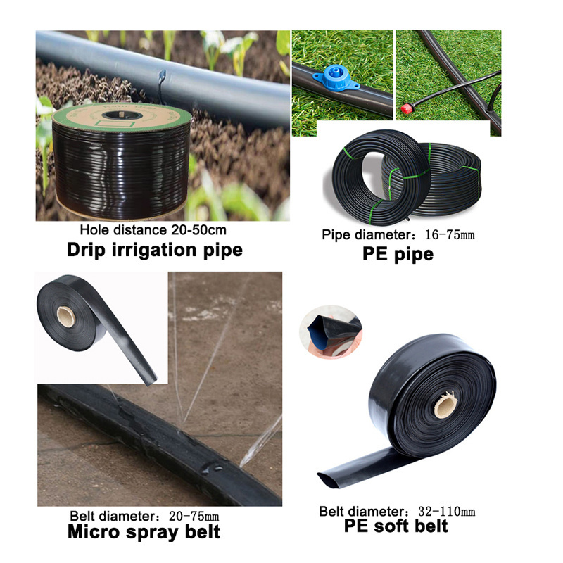 Drip Irrigation Agricultural Watering Kit Black Ldpe Flat Pipes 16Mm Dripper Systems Irrigation Drip Rain Hose Tape